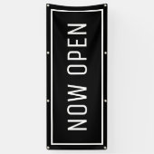 Black Now Open Banner (Verticaal)