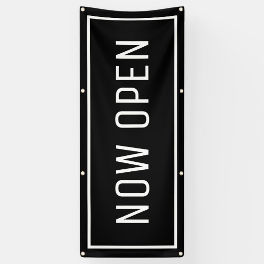 Black Now Open Banner (Verticaal)