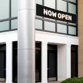 Black Now Open Banner (Buitenkant Gebouw)