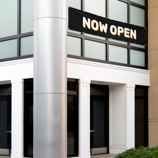 Black Now Open Banner (Buitenkant Gebouw)