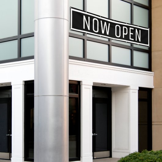 Black Now Open Banner (Buitenkant Gebouw)