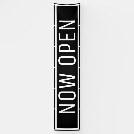Black Now Open Banner (Verticaal)