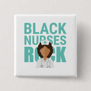 Black Nurses Rock Doctor Medical Health Check Vierkante Button 5,1 Cm
