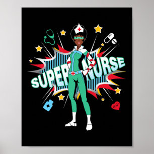 Black Nurses Rock Shirt Super Hero Funny Black Rn Poster