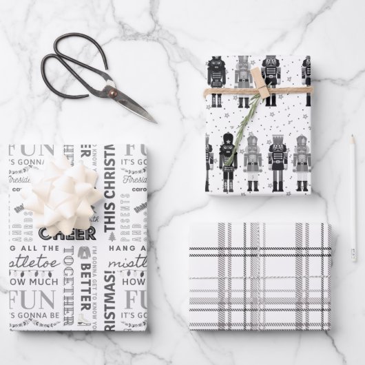 Black Nutcracker Christmas Wrapping Paper (Voorkant)