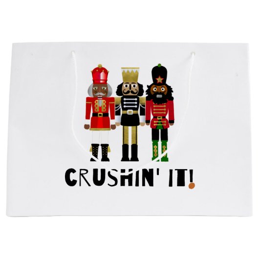 Black Nutcracker "Crushin" It" Gift Bag Groot Cadeauzakje (Voorkant)