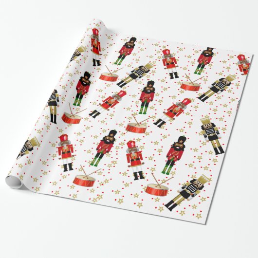 Black Nutkraker Holiday Gift Wrap Cadeaupapier (Uitgerold)