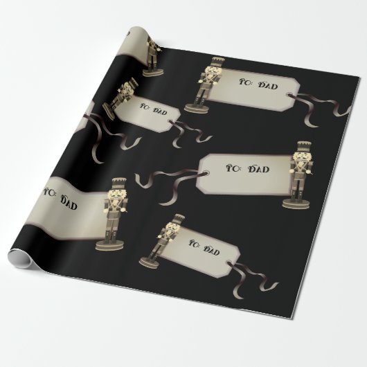 Black Nutkraker to pap kerstpapier Cadeaupapier (Uitgerold)