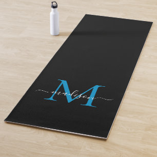 Black Ocean Blue Monogram Elegant Vrouwelijk Yogamat
