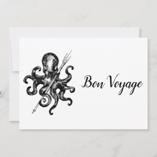 Black Octopus Bon Voyage Bedankkaart (Voorkant)