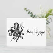 Black Octopus Bon Voyage Bedankkaart (Staand voorkant)
