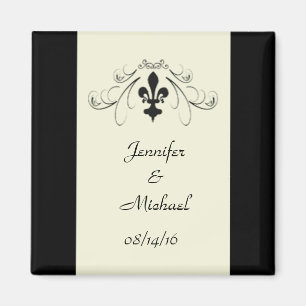 Black of White Fleur de Lis Wedding Magnet Magneet