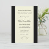 Black Off White Fleur de Lis Wedding Invitations Kaart (Staand voorkant)