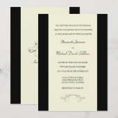 Black Off White Fleur de Lis Wedding Invitations Kaart (Voorkant / Achterkant)