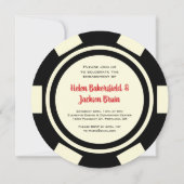 Black Off White Poker Chip Wedding Engagement Kaart (Achterkant)