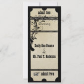 Black Old Hollywood Ticket Wedding Kaart (Achterkant)