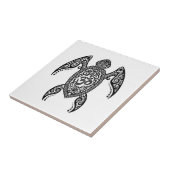 Black Om Zee Turtle on White Tegeltje (Zijkant)