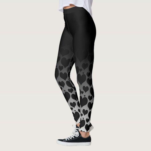 Black Ombre Hearts Valentijn Pattern on White Leggings (Links)