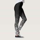 Black Ombre met Retro Black & White Round Pattern Leggings (Rechts)
