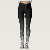 Black Ombre met Retro Black & White Round Pattern Leggings (Voorkant)