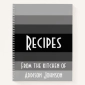 Black Ombre Modern Striped Recipe Notitieboek (Voorkant)