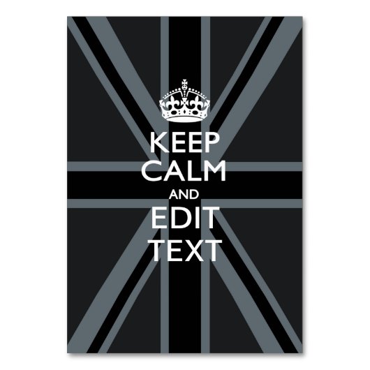 Black on Black Keep Calm en Jouw tekst Union Jack Kaart (Voorkant)