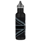 Black on Black Keep Calm en Jouw tekst Union Jack Waterfles (Links)
