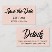 Black on Blush Enregistrer la carte de détail Date (Devant / Derrière)