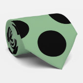 Black on Dark Sea Green Cravate Pois géant (Roulé)