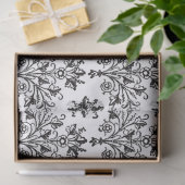 Black on White Elegant Floral Damask Tissuepapier (Geschenk)