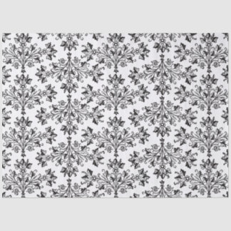 Black on White Elegant Floral Damask Tissuepapier