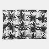 Black On White Geometric Maze Pattern Theedoek (Horizontaal)
