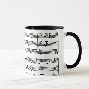 Black on White Musical Score Motif Café Mug