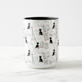 Black On White Paris Cats Café Mug (Centre)
