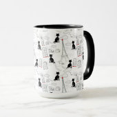 Black On White Paris Cats Café Mug (Devant droit)
