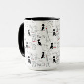 Black on White Paris Cats Coffee Mok (Voorkant links)