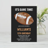 Black One Football Birthday-uitnodigingen Kaart (Staand voorkant)