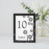 Black Onxy Floral Pattern Sjabloon Table Numbers Briefkaart (Staand voorkant)