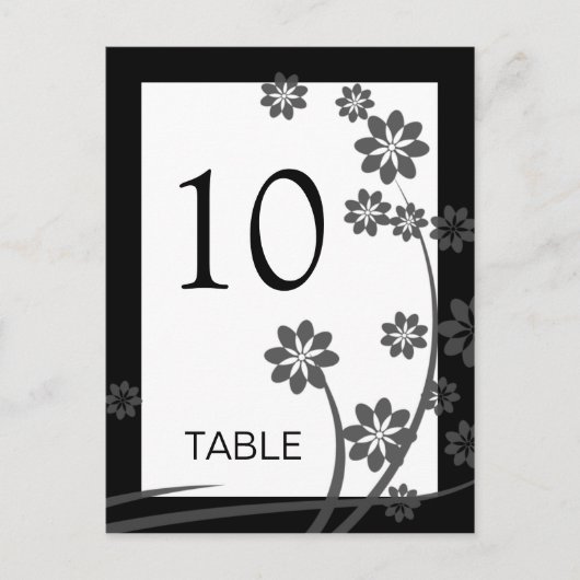 Black Onxy Floral Pattern Sjabloon Table Numbers Briefkaart (Voorkant)