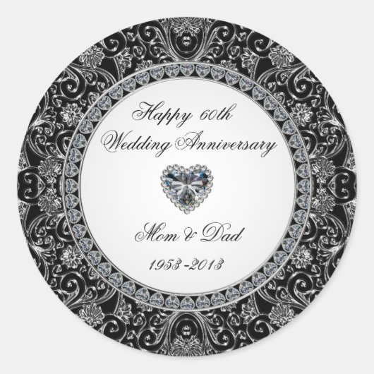 Black Onyx Style Diamond Weddenschap Jubileum Ronde Sticker (Voorkant)