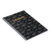 Black Onyx Tiled Pattern Name Monogram Notitieboek (Rechterzijde)