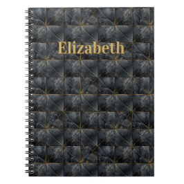Black Onyx Tiled Pattern Name Monogram Notitieboek