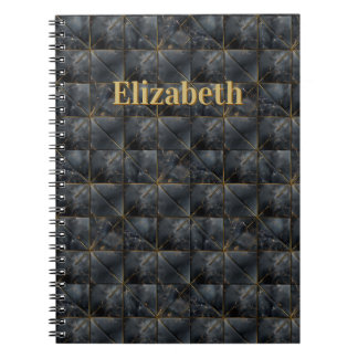 Black Onyx Tiled Pattern Name Monogram Notitieboek