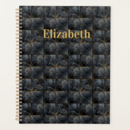 Black Onyx Tiled Pattern Name Monogram Planner