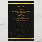 Black or photo élégant programme funéraire (Dos)