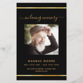 Black or photo élégant programme funéraire (Devant)