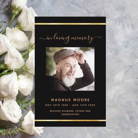 Black or photo élégant programme funéraire