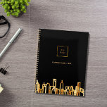 Black or ville skyline logo d'entreprise immobilie<br><div class="desc">Un arrière - plan noir,  avec un skyline de ville en faux or comme décor. Modèle pour votre logo d'entreprise et votre nom ou un texte. Lettres d'or Parfait pour les agents immobiliers! Ce planificateur est également disponible dans notre magasin sans logo.</div>