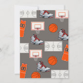Black Orange Basketball Photo Invitations Annivers (Dos)