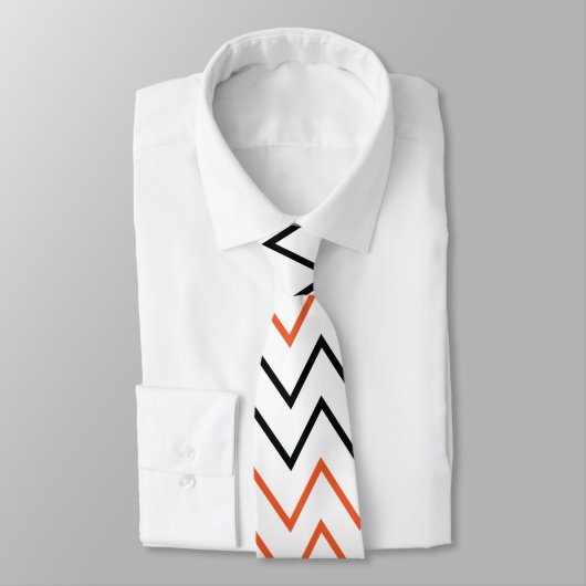 Black Orange Chevron Zigzag Stropdas (Gebonden)